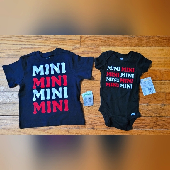 Gerber Black and Red Kids Tee & Bodysuit Set Mini Me 3t 3 To 6 Months - Picture 1 of 6